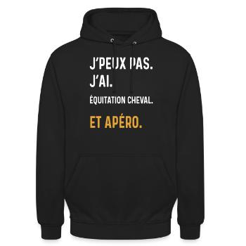 I can't have reiten aperitif humor - Unisex Hoodie - Schwarz - Vorne - Alina (178cm) & Michal (187cm)