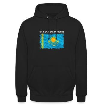 Kasachstan - Unisex Hoodie - Schwarz - Vorne - Alina (178cm) & Michal (187cm)