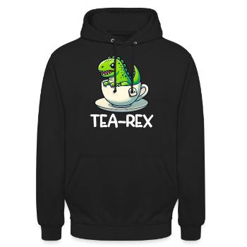 Tea Rex Dinosaur Lover T-Rex Tasse à thé - Sweat-shirt à capuche unisexe - noir - Devant - Alina (178cm) & Michal (187cm)