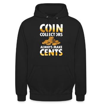 Coin Collectors Always Make Cents für einen - Unisex Hoodie - Schwarz - Vorne - Alina (178cm) & Michal (187cm)