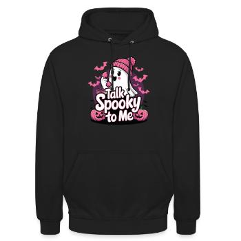 Halloween Ghost Funny Talk Spooky To Me - Unisex Hoodie - Schwarz - Vorne - Alina (178cm) & Michal (187cm)
