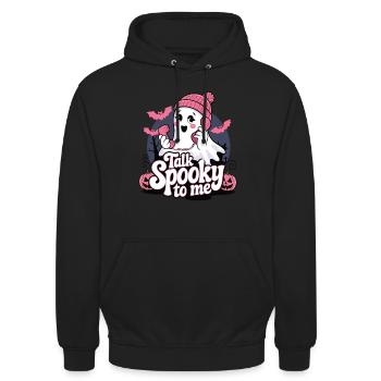 Halloween Ghost Funny Talk Spooky To Me - Unisex Hoodie - Schwarz - Vorne - Alina (178cm) & Michal (187cm)