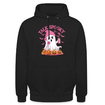 Halloween Ghost Funny Talk Spooky To Me - Unisex Hoodie - Schwarz - Vorne - Alina (178cm) & Michal (187cm)