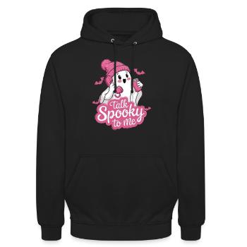 Halloween Ghost Funny Talk Spooky To Me - Unisex Hoodie - Schwarz - Vorne - Alina (178cm) & Michal (187cm)