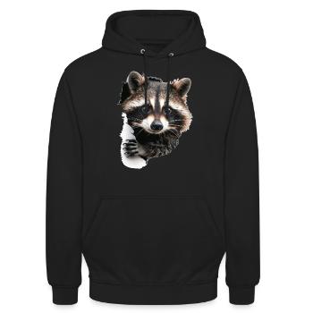 Waschbär - Unisex Hoodie - Schwarz - Vorne - Alina (178cm) & Michal (187cm)