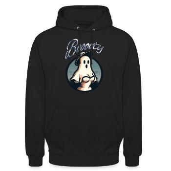 Lustiges Halloween Booty Geistermotiv - Unisex Hoodie - Schwarz - Vorne - Alina (178cm) & Michal (187cm)