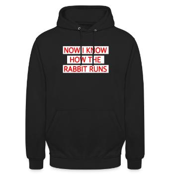 Maintenant je sais comment court le lapin - Denglich - Sweat-shirt à capuche unisexe - noir - Devant - Alina (178cm) & Michal (187cm)