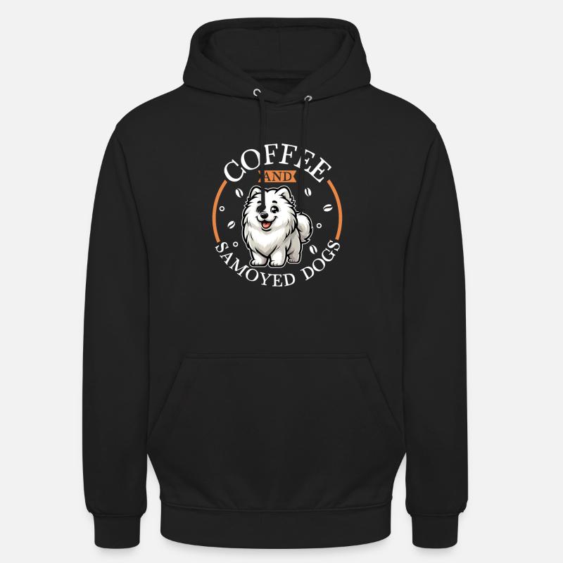 Café et Samoyède - Sweat-shirt à capuche unisexe - noir