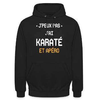 Ich kann nicht Karate und Aperitif haben - Unisex Hoodie - Schwarz - Vorne - Alina (178cm) & Michal (187cm)