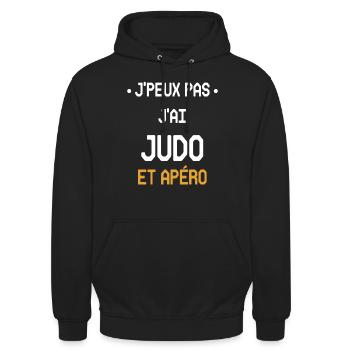 Ich kann nicht Judo und Aperitif haben - Unisex Hoodie - Schwarz - Vorne - Alina (178cm) & Michal (187cm)