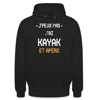 Ich kann kein Kajak und keinen Aperitif haben - Unisex Hoodie - Schwarz - Vorne - Alina (178cm) & Michal (187cm)