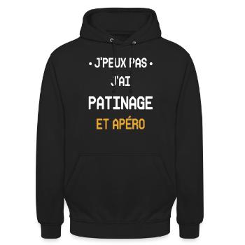 Ich kann nicht Schlittschuhlaufen und Aperitif - Unisex Hoodie - Schwarz - Vorne - Alina (178cm) & Michal (187cm)