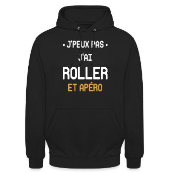 Ich kann nicht Inlineskaten und Aperitif haben - Unisex Hoodie - Schwarz - Vorne - Alina (178cm) & Michal (187cm)