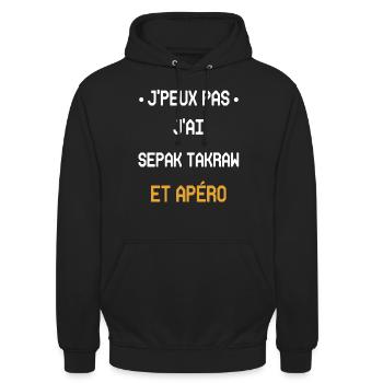 I can't I have sepak takraw and aperitif - Unisex Hoodie - black - Front - Alina (178cm) & Michal (187cm)