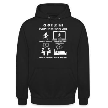 temps libre basketball humour drôle - Sweat-shirt à capuche unisexe - noir - Devant - Alina (178cm) & Michal (187cm)