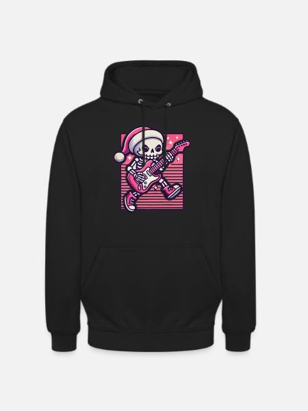 Christmas Skeleton Guitarist Rocks - Unisex Hoodie - black