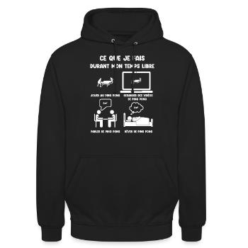 Freizeit, Tischtennis, lustiger Humor - Unisex Hoodie - Schwarz - Vorne - Alina (178cm) & Michal (187cm)