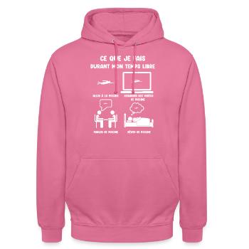 Freizeit, Schwimmbad, lustiger Humor - Unisex Hoodie - Pink - Vorne - Alina (178cm) & Michal (187cm)