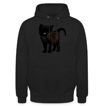 brown cat pet graphic design animal art - Unisex Hoodie - Schwarz - Vorne - Alina (178cm) & Michal (187cm)