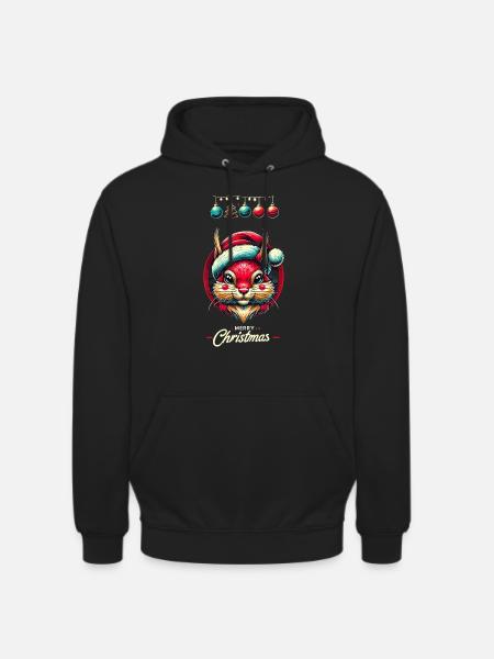Merry Christmas Squirrel Motif - Unisex Hoodie - black