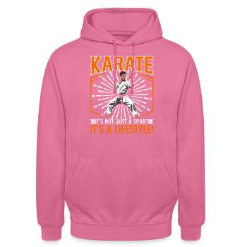 Karaté : Ce n’est pas seulement un sport ; C’est un style de vie ! - Sweat-shirt à capuche unisexe - rose - Devant - Alina (178cm) & Michal (187cm)