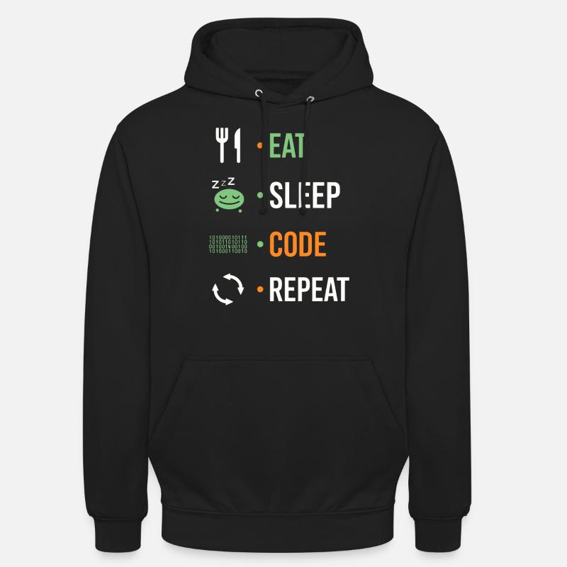 Eat, sleep, code, repeat. - Unisex Hoodie - black
