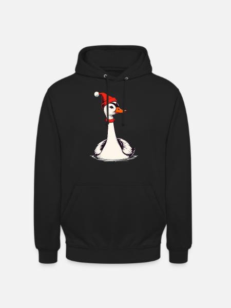 Christmas goose with Christmas hat - Unisex Hoodie - black