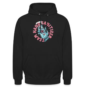 Kemphobia Mysophobia Team Hand Sanitizer - Unisex Hoodie - black - Front - Alina (178cm) & Michal (187cm)