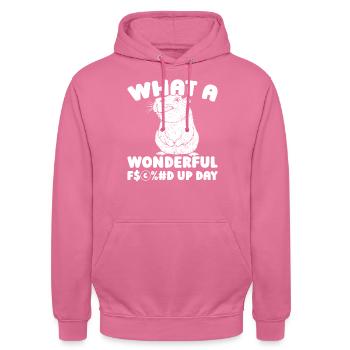 Capybara Wasserschwein Fucked Up Day - Unisex Hoodie - Pink - Vorne - Alina (178cm) & Michal (187cm)
