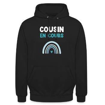 cousin en cours arc-en-ciel cadeau cousin - Sweat-shirt à capuche unisexe - noir - Devant - Alina (178cm) & Michal (187cm)