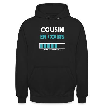 cousin en cours futur cousin cadeau cousin - Sweat-shirt à capuche unisexe - noir - Devant - Alina (178cm) & Michal (187cm)