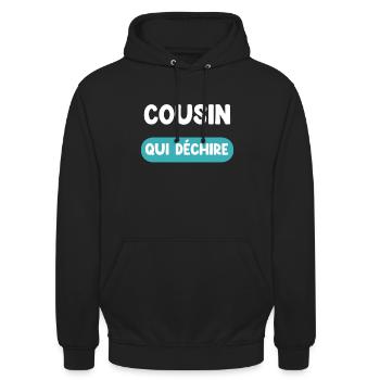 cousin qui déchire cadeau cousin cadeau cousin - Sweat-shirt à capuche unisexe - noir - Devant - Alina (178cm) & Michal (187cm)