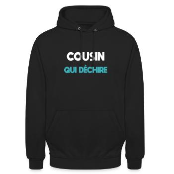 Cousine reißt Cousine Geschenk - Unisex Hoodie - Schwarz - Vorne - Alina (178cm) & Michal (187cm)