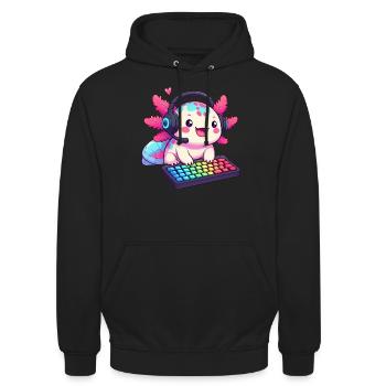 Gamesolotl Axolotl PC Gaming Gamer Videospieler - Unisex Hoodie - Schwarz - Vorne - Alina (178cm) & Michal (187cm)
