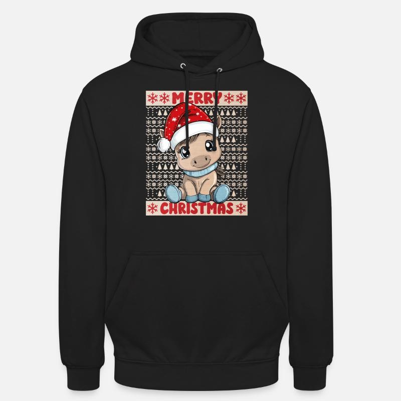 Cheval Noël Mignon Noël mignon - Sweat-shirt à capuche unisexe - noir