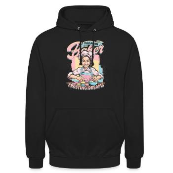 Macaron Macaron Boulanger Pâtissier - Sweat-shirt à capuche unisexe - noir - Devant - Alina (178cm) & Michal (187cm)