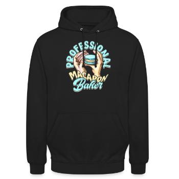 Macaron Macaron Boulanger Pâtissier - Sweat-shirt à capuche unisexe - noir - Devant - Alina (178cm) & Michal (187cm)