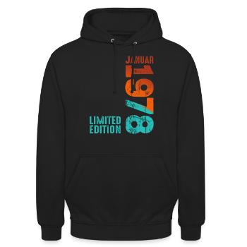 Limited Edition January 1978 Legendary since January - Unisex Hoodie - black - Front - Alina (178cm) & Michal (187cm)