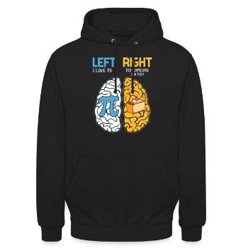 Pi Tag Gehirn Humor: Links Liebe Ich Pi - Unisex Hoodie - Schwarz - Vorne - Alina (178cm) & Michal (187cm)