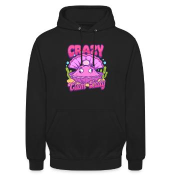 Coquillages collector Coquillages Crazy Clam Lady - Sweat-shirt à capuche unisexe - noir - Devant - Alina (178cm) & Michal (187cm)