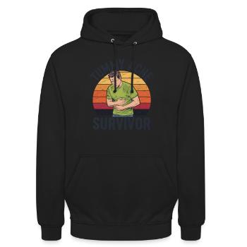 Tummy Ache Survivor Bauchschmerzen - Unisex Hoodie - Schwarz - Vorne - Alina (178cm) & Michal (187cm)