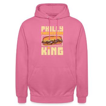 Philly Cheesesteak King - Unisex Hoodie - Pink - Vorne - Alina (178cm) & Michal (187cm)