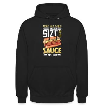 Sauce und Größe - Meatball Sub - Unisex Hoodie - Schwarz - Vorne - Alina (178cm) & Michal (187cm)