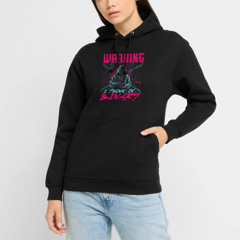 Computer Scientist Warning I Think In Binary Unisex Hoodie
