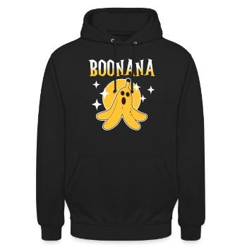 Boonana Halloween Banana Design - Sweat-shirt à capuche unisexe - noir - Devant - Alina (178cm) & Michal (187cm)