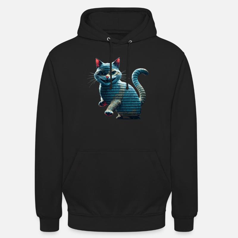Tech cat avec code binaire pour les programmeurs et Sweat-shirt à capuche unisexe