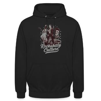 Culture rockabilly Style de musique rétro - Sweat-shirt à capuche unisexe - noir - Devant - Alina (178cm) & Michal (187cm)
