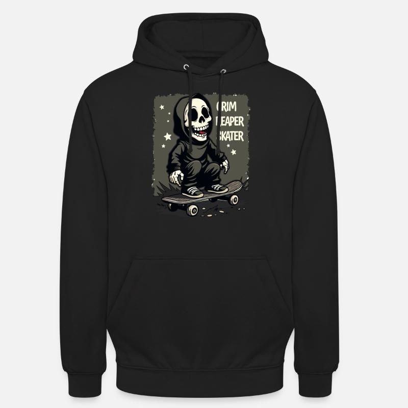 Skateboard Sensenmann – Style Grim Reaper - Sweat-shirt à capuche unisexe - noir