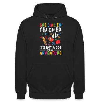 Sonderpädagogik Lehrer - Kein Job, Ein Abenteuer - Unisex Hoodie - Schwarz - Vorne - Alina (178cm) & Michal (187cm)