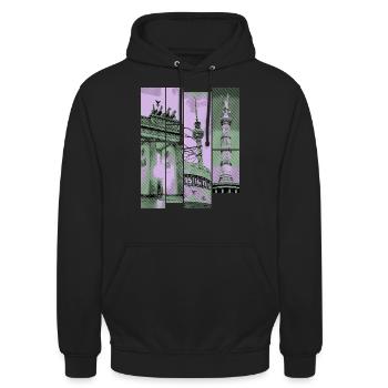 Berlin Skyline City Germany Collage Vintage - Unisex Hoodie - black - Front - Alina (178cm) & Michal (187cm)